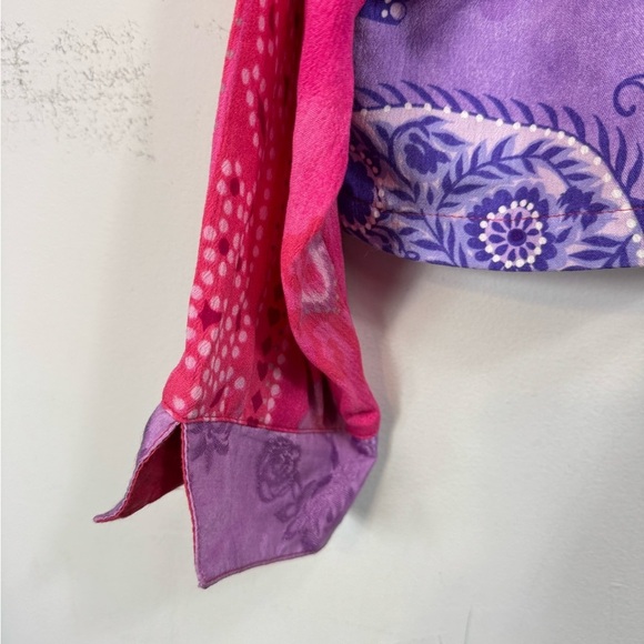 Globe Trotter Size 2X Jacket Art To Wear Colorful Boho Button Asian Patchwork - Picture 6 of 6